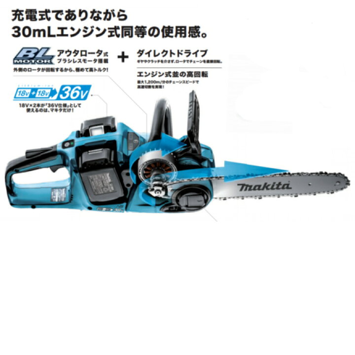 楽天市場】＼上位入賞／ マキタ MUC353DZ(青) 350mm充電式チェーンソー 