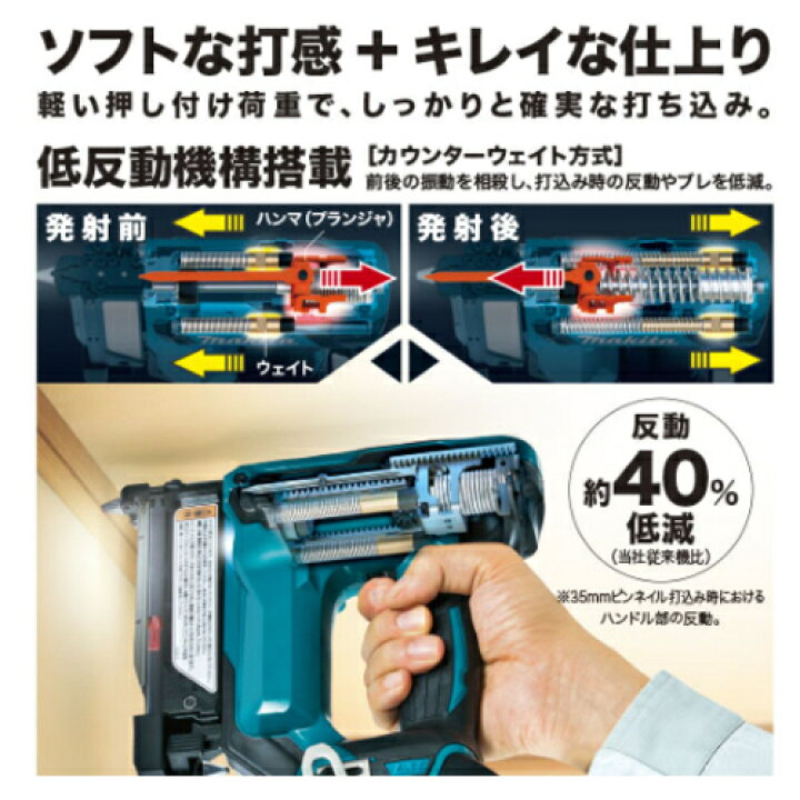 楽天市場】マキタ PT353DZK 充電式ピンタッカ 18V(※本体+ケース  