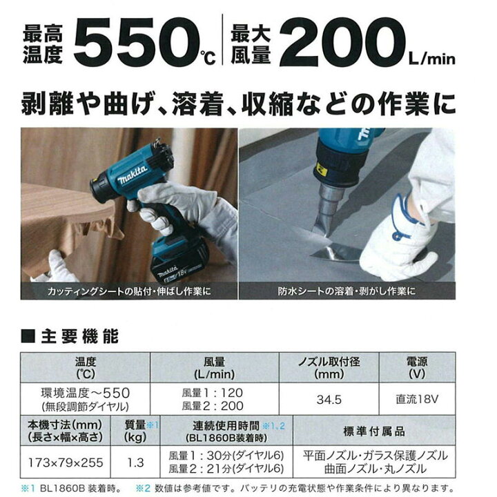 楽天市場】マキタ HG181DZK 充電式ヒートガン 18V 本体のみ・ケース付 