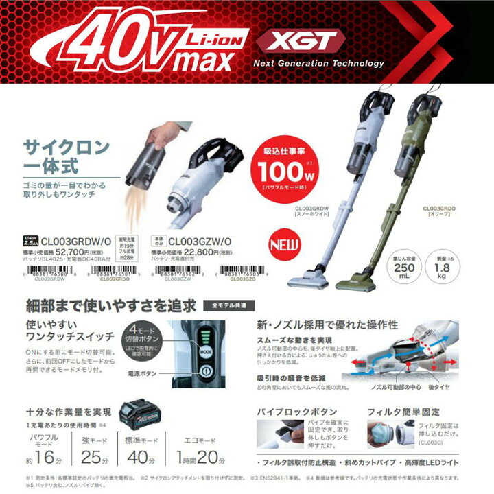 楽天市場】マキタ CL003GRDO(オリーブ) 充電式クリーナー(掃除機 
