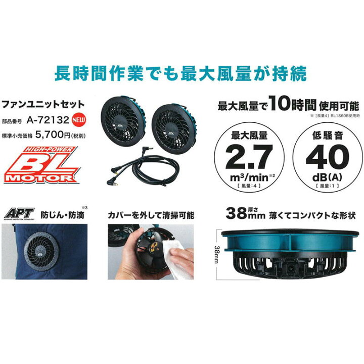 楽天市場】マキタ(makita) A-72132 新・ファンユニットセット(ケーブル 