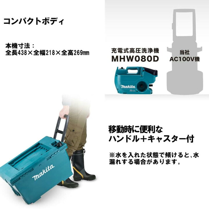 楽天市場】マキタ MHW080D 充電式高圧洗浄機 36V＋バッテリ(BL1860B)×2 