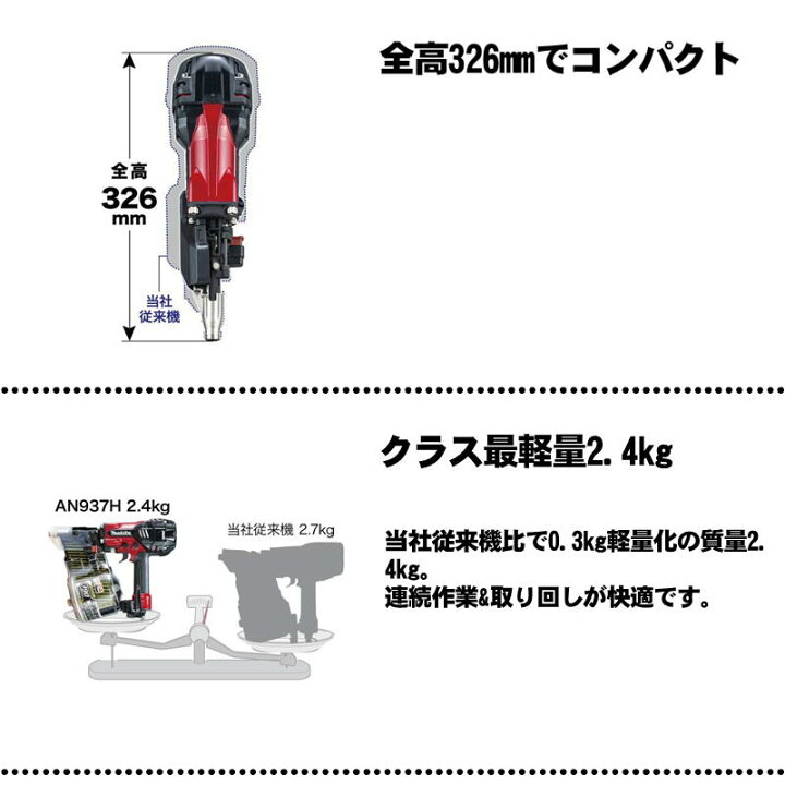 楽天市場】＼上位入賞／ マキタ(makita) AN937H 90mm高圧エア釘打ち機 