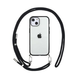 IIIIfit Loop iPhone15 iPhone14 iPhone13対応ケース ストラップ付き ショルダー シンプル 無地 透明 携帯ケース スマホケース カバー IFT-154BK (ブラック) 送料無料