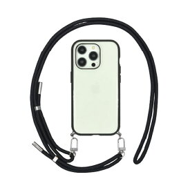 IIIIfit Loop iPhone15 Pro対応ケース ストラップ付き ショルダー シンプル 無地 透明 携帯ケース スマホケース カバー IFT-160BK (ブラック) 送料無料