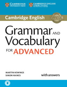 Cambridge Grammar and Vocabulary for Advanced Book with Answers and Audio �^ �P���u���b�W��w�o��(JPT)