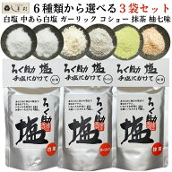 ろく助 塩 6種類から選べる3袋セット | 東洋食品 塩 ソルト ろく助の塩 メール便 送料無料