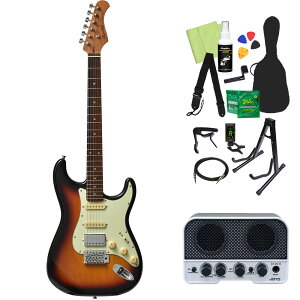 Bacchus BST-2-RSM/R エレキギター初心者14点セット【Bluetooth搭載ミニアンプ付き】 ストラトタイプ バッカス 【初心者セット】