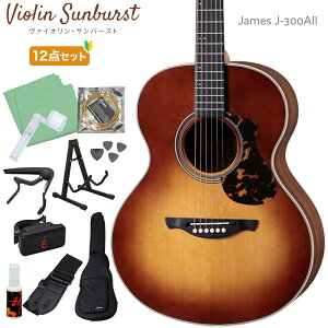 James J-300AII 単品・初心者12点セット アコースティックギター トップ単板 アジャスタブルサドル 簡単弦高調整 ジェームス J300AII 【レビューでギター曲集プレゼント】