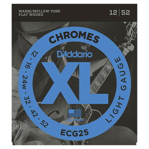 D'Addario ECG25 フラットワウンド 12-52 ライト ダダリオ エレキギター弦 3弦巻弦