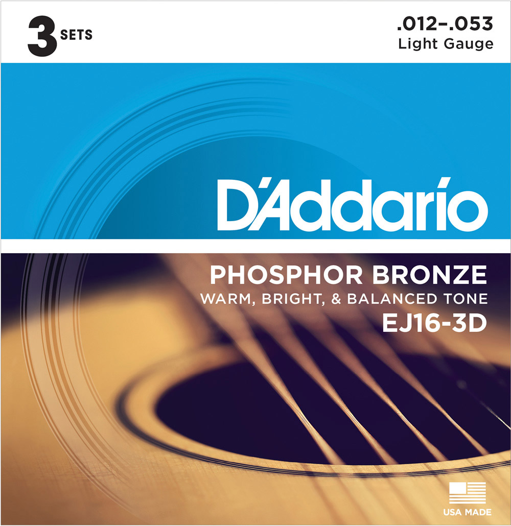 D'Addario EJ16 3D フォスファーブロンズ 12-53 ライト 3セット 