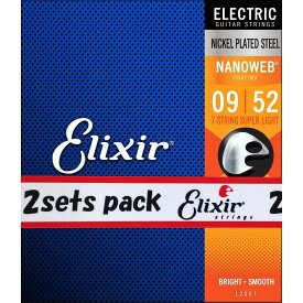 Elixir NANOWEB 09-52 7-String スーパーライト 2セット ＃12007 エリクサー 7弦エレキギター弦 お買い得な2パック