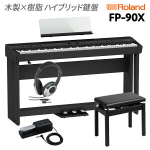 �y�}���\�����Ԓ� �G���g���[�ł����P5�{�z Roland FP-90X BK �d�q�s�A�m 88���� ��p�X�^���h�E���Ꭹ�݃C�X�E����3�{�y�_���E�w�b�h�z���Z�b�g ���[�����h