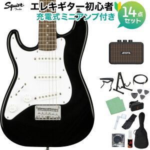 Squier by Fender Mini Stratocaster Left-Handed Laurel Fingerboard Black GLM^[S14_Zbg y[d~jAvtz ~jTCY XNC[ / XNCA yS҃Zbgz