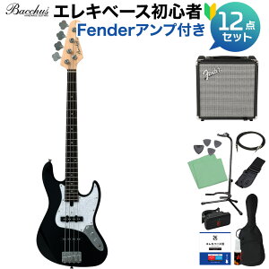 Bacchus WJB-Mini BLK ベース 初心者12点セット 【Fenderアンプ付】 ジャズベースタイプ ミニサイズ バッカス 【初心者セット】