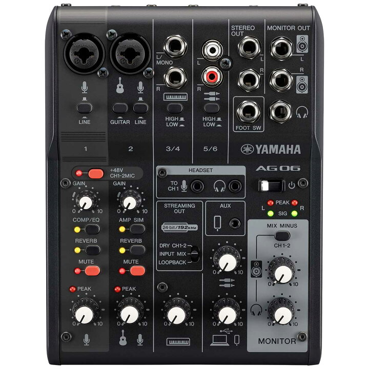楽天市場】YAMAHA AG06 MK2 Black（ブラック） 配信用ミキサー 