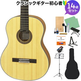 ARIA A-10 クラシックギター初心者14点セット 650mm 松／サペリ 艶消し塗装 アリア