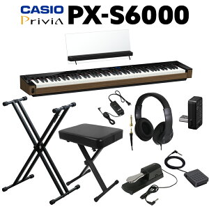 【10/26迄 4000円相当ヘッドホンプレゼント!】 CASIO PX-S6000 BK ブラック 電子ピアノ 88鍵盤 ヘッドホン・Xスタンド・Xイス・ダンパーペダルセット カシオ PXS6000 Privia プリヴィア【WEBSHOP限定】