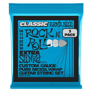 ERNiE BALL EXTRA SLINKY CLASSIC ROCK N ROLL PURE NICKEL WRAP ELECTRIC GUITAR STRINGS 3 PACK - 8-38 GAUGE P03255 A[j[{[ GLM^[ 3pbN