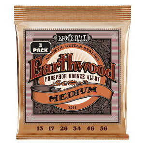 ERNiE BALL EARTHWOOD MEDIUM PHOSPHOR BRONZE ACOUSTIC GUITAR STRINGS 3 PACK - 13-56 GAUGE P03544 A[j[{[ GLM^[ 3pbN