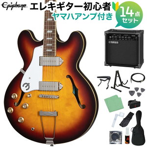 Epiphone Casino Lefthand Vintage Sunburst エレキギター初心者14点セット 【ヤマハアンプ付き】 フルアコ カジノ レフトハンド エピフォン 【初心者セット】