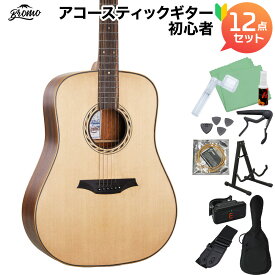 【5日と10日はポイント5倍！】Bromo BAT1 アコースティックギター初心者12点セット トップ単板 ドレッドノート ブロモ