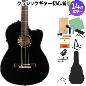 Fender CN-140SCE Nylon Thinline Black �N���V�b�N�M�^�[���S��14�_�Z�b�g �G���K�b�g�M�^�[ �V�_�[�P�g�b�v �n�[�h�V�F���P�[�X�t�� �t�F���_�[
