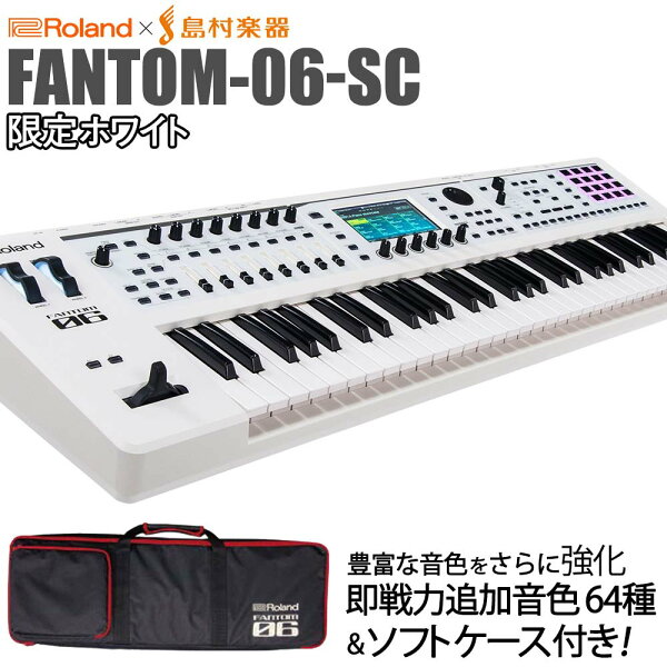 Roland FANTOM-06-SC シンセサイザー 限定ホワイト 追加音源付属 61鍵盤 島村楽器限定 オリジナルカラー [背負える ケース付属] ローランド FANTOM06SC