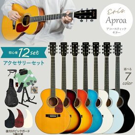 【6/10まで ポイント10倍!】 Eris. Aproa アコースティックギター 初心者12点セット・単品 スプルーストップ 牛骨ナット ウッドバインディング ピックガード3種付属 アコギ 初心者セット 入門セット エリス 【レビューでギター曲集プレゼント】