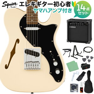 Squier by Fender Affinity Series Telecaster Thinline Olympic White GLM^[S14_Zbg y}nAvtz VC eLX^[ XNC[ / XNCA yS҃Zbgz