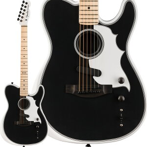 Fender Jack White Triplesonic Acoustasonic Telecaster with Case Satin Arctic White with Black Top GARM^[ WbNEzCg VOl`[ tF_[