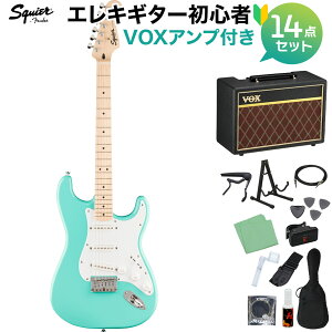 Squier by Fender Sonic Stratocaster HT Maple Fingerboard White Pickguard Sea Foam Green �G���L�M�^�[���S��14�_�Z�b�g �yVOX�A���v�t���z �X�g���g�L���X�^�[ �X�N���C���[ / �X�N���C�A �\�j�b�N