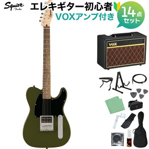 �y5����10���̓G���g���[�ł����P5�{�zSquier by Fender Sonic Esquire H Laurel Fingerboard Black Pickguard Olive �G���L�M�^�[���S��14�_�Z�b�g �yVOX�A���v�t���z �G�X�N�@�C�A �X�N���C���[ / �X�N���C�A �\�j