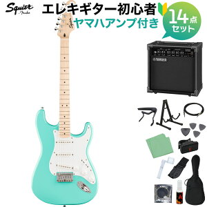 Squier by Fender Sonic Stratocaster HT Maple Fingerboard White Pickguard Sea Foam Green �G���L�M�^�[���S��14�_�Z�b�g �y���}�n�A���v�t���z �X�g���g�L���X�^�[ �X�N���C���[ / �X�N���C�A �\�j�b�N