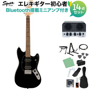 Squier by Fender Sonic Mustang HH Laurel Fingerboard Black Pickguard Black �G���L�M�^�[���S��14�_�Z�b�g �yBluetooth���ڃ~�j�A���v�t���z ���X�^���O �V���[�g�X�P�[�� �X�N���C���[ / �X�N���C�A �\�j�b�N