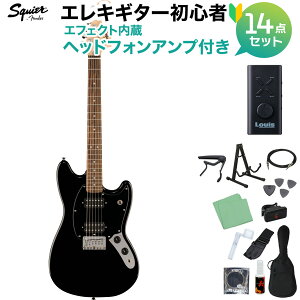 Squier by Fender Sonic Mustang HH Laurel Fingerboard Black Pickguard Black �G���L�M�^�[���S��14�_�Z�b�g �y�w�b�h�z���A���v�t���z ���X�^���O �V���[�g�X�P�[�� �X�N���C���[ / �X�N���C�A �\�j�b�N