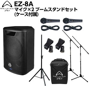 Wharfedale Pro EZ-8A �}�C�N×2 �u�[���X�^���h�Z�b�g(�P�[�X�t��) �o�b�e���[�쓮 �|�[�^�u��PA�V�X�e�� Bluetooth�Ή� ���C�����X�X�s�[�J�[ ���[�t�f�[���v�� 50~100�l�K�͂̉�c�A���C�u�����y�\