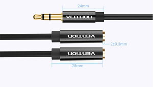 VENTION 3.5mm Male to 2*3.5mm Female Stereo Splitter Cable 0.3M Black ABS Type xV BB-5114