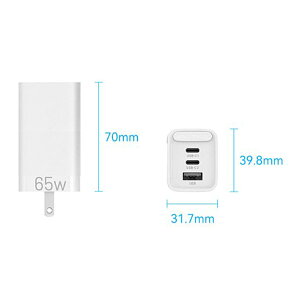 VENTION 3-port USB(C+C+A) GaN Charger(65W/30W/30W) JP-Plug White xV FE-8593