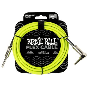 �y�}���\�����Ԓ� �G���g���[�ł����P5�{�z ERNiE BALL Flex Instrument Cable Straight/Angle Green �t���b�N�X�P�[�u�� 3m �A�[�j�[�{�[�� PO6465