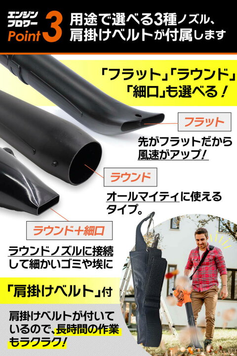 楽天市場】エンジンブロワー 25.4cc 強力送風機 ノズル各種&肩掛け 