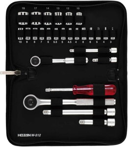 �z�[�U��(HOZAN) �\�P�b�g�����`�Z�b�g �����p6.3mm�p(1/4sq)�A9.5mm�p(3/8sq) �t���Z�b�g �H��̐U��/���C�������ɂ����\�t�g�P�[�X�t W-512