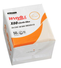【ケース販売】クレシア ワイプオール X80 クロスライク 4つ折り 50枚×12パック入 60585｜厚手 高強度 不織布ワイパー 吸水・吸油対応 工場・整備・厨房清掃用