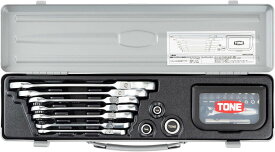 トネ(TONE) 首振クイックラチェットめがねレンチビットラチェットセット RMFQ700BR 差込角6.35mm&9.5mm&12.7mm&ビット差込(1/4"&3/8"&1/2"&ビット差込) シルバー 内容32点