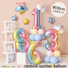 【お買い物マラソン★店内ポイント5倍★】誕生日 バルーン 飾り付け 風船 数字 ナンバー 30cm レインボー アルミ 誕生日 記念日 誕生日会 アルミ風船 パーティー お祝い イベント お祝い 女の子 男の子 Diva