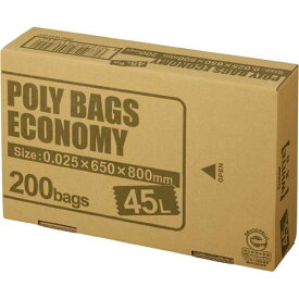 オルディ ポリバッグエコノミー BOX 乳白半透明 45L 200枚 PBE-W45-200 グリーン購入法適応 エコマーク