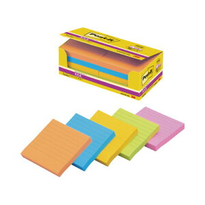 スリーエム ジャパン ポスト・イット強粘着ノート罫線入り 75mm×75mm 90枚×10蛍光5色 6301SS-NE