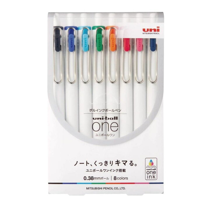 楽天市場 ユニボールワン 0 38mm 8色アソート オフホワイト軸 ボールペン プレゼント 女性 かわいい おしゃれ ゲルインク ビーズパック顔料 シンプル 濃い 発色 鮮やか くっきり ギフト プレゼント 高校生 ノート 手帳 学習 色分け Tayama日用雑貨 文房具専門店