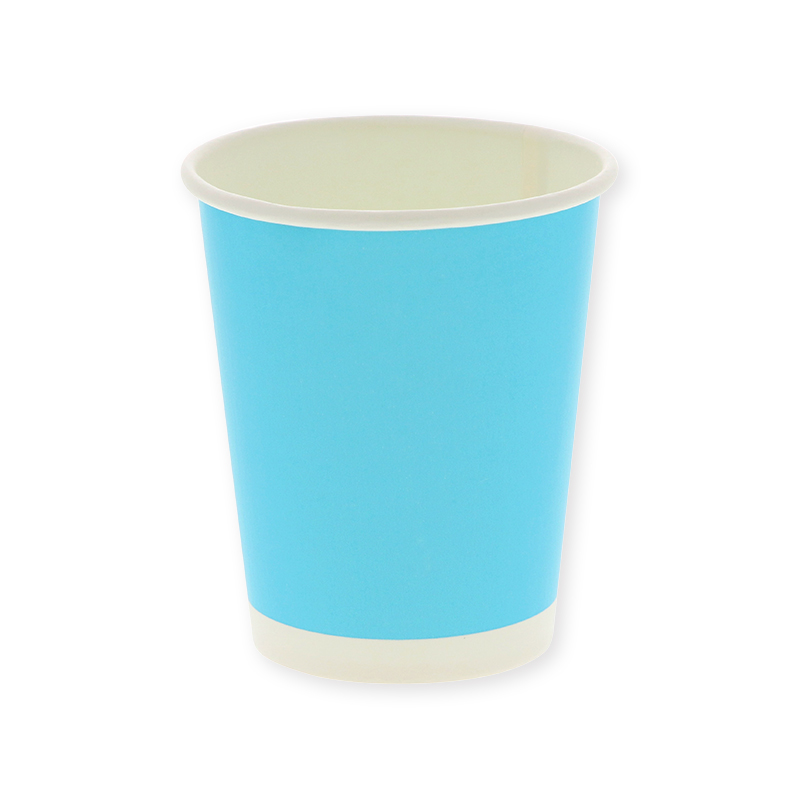 紙コップ (ペーパーカップ) アイス・ホット兼用 8オンス (MAX約295ml) ライトブルー 50個入 口径80×底径57×高92mm シモジマ HEIKO
