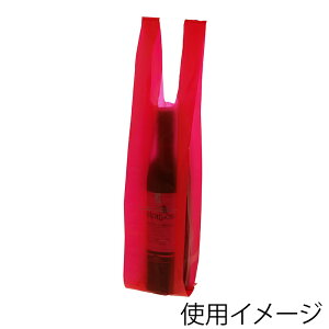 バイオマス レジ袋 100枚 バイオハンドハイパー ビニール袋 ワイン 1本用 レッド シモジマ HEIKO